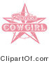 Clip Art of a Pink Rodeo Cowgirl Sign with a Star and Barbed Wire Circle by Andy Nortnik