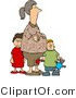Clip Art of a Pregnant Woman Holding Her Belly and Standing with Her Son and Daughter by Djart