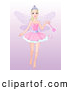 Clip Art of a Pretty and Friendly Fairy Princess Flying with a Magic Wand, on a Gradient Purple Background by Pushkin