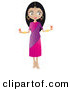 Clip Art of a Pretty Black Haired Indian Bollywood Female in a Pink and Purple Dress by Melisende Vector