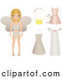 Clip Art of a Pretty Blond Fairy Princess Paper Doll in Her Undergarments, with a Crown, Dresses and Accessories by Melisende Vector