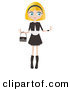 Clip Art of a Pretty Blond Haired, Blue Eyed Caucasian Woman Dressed in Black and White, Standing with Her Arms out and a Purse Draped on Her Wrist by Melisende Vector