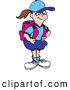 Clip Art of a Proud School Girl with a Pink Backpack on White by Dennis Holmes Designs