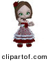 Clip Art of a Realistic 3D Rendered Green Eyed White Valentine Girl in a Heart Dress with Roses by Anita Lee