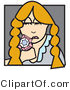 Clip Art of a Sad Blond Woman with Her Hair in Braids, Holding Gems in Her Hands by Andy Nortnik