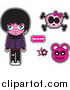 Clip Art of a Sad Emo Kid with a Pink Skull and Design Elements by Vitmary Rodriguez