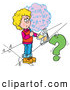 Clip Art of a School Girl Trying to Figure out a Math Problem for Her Homework by Alex Bannykh