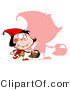 Clip Art of a Shadow and Red Riding Hood - Royalty Free by Hit Toon