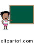 Clip Art of a Smart Black School Girl Presenting a Blank Chalkboard by Cory Thoman