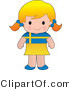 Clip Art of a Smiling Cute Blond Swedish Girl Wearing a Flag of Sweden Shirt by Maria Bell