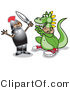 Clip Art of a Smiling Girl in a Knights Armour, Holding a Sword and Playing a Drama with a Boy in a Dragon Suit by Andy Nortnik