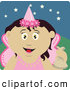 Clip Art of a Smiling Mexican Girl Trick or Treating on Halloween in a Fairy Princess Costume by Dennis Holmes Designs