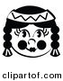 Clip Art of a Smiling Native American Indian Female's Face, Her Hair in Braids, Wearing a Headband by Andy Nortnik