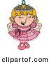 Clip Art of a Spoiled Blond White Princess Girl in a Pink Dress and Crown by AtStockIllustration
