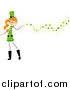 Clip Art of a St Patricks Day Stick Girl and Clovers by BNP Design Studio