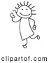 Clip Art of a Stick Figure Person Girl Dancing and Waving by C Charley-Franzwa