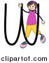 Clip Art of a Stick Girl and Letter W by BNP Design Studio