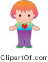 Clip Art of a Sweet and Friendly Red Haired Caucasian Girl Wearing a Tshirt with a Heart on It by Maria Bell