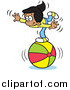 Clip Art of a Talented Hispanic Girl Balancing on a Beach Ball by Johnny Sajem