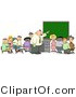 Clip Art of a Teacher and His Elementary Students in Classroom by Djart