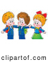 Clip Art of a Two Little Smiling Boys and a Girl Hugging by Alex Bannykh
