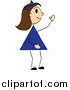 Clip Art of a Waving White Brunette Stick Girl by Pams Clipart