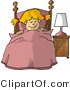 Clip Art of a Young Girl Sleeping Peacefully in Her Bedroom at Night by Djart