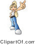 Clip Art of an Attractive Blonde Teenage Girl in a White Tank Top and Blue Jeans, with One Hand on Her Hip and Using the Other Hand to Flash a Peace Sign Gesture by Leo Blanchette