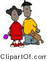 Clip Art of an Ethnic Brother and Sister Standing Together and Holding Hands by Djart