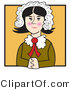 Clip Art of an Old Fashioned Quaker Woman with Flushed Cheeks, Wearing a Bonnet in Her Hair, Seated with Her Hands Clasped in Front of Her by Andy Nortnik