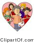 Clip Art of an Overwhelmed and Confused Boy on Valentines Day, Surrounded by Girls That Have a Crush on Him by Djart