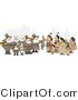 Clip Art of an Unpredictable Group of Pilgrims Holding a Dead Turkey As a Sign of Thanksgiving to the Native Americans by Djart