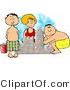 Clip Art of Boys and Girl Building a Sand Castle at the Beach in Summertime by Djart