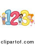Clip Art of Cute Diverse School Children with 123 Numbers by BNP Design Studio