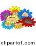 Clip Art of Diverse Children in Flowers by Djart