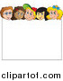Clip Art of Diverse Happy Children over a Blank Sign by Visekart