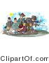 Clip Art of Family and Friends Fishing Together at a Lake Under the Sun on a Warm Day by Djart