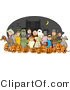 Clip Art of Halloween Trick-or-Treaters Wearing Costumes and Standing Together As a Group on Halloween by Djart