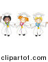 Clip Art of Happy Diverse Graduate Kids Holding Hands and Wearing Medals by BNP Design Studio