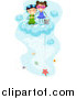 Clip Art of Happy Kids Fishing for Sea Shells on a Cloud by BNP Design Studio