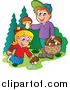 Clip Art of Happy Kids Picking Mushrooms by Visekart