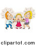 Clip Art of Parents Fighting over Custody of Their Crying Daughter by BNP Design Studio