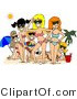 Clip Art of Smiling Beach Girls Posing Together Under the Summer Sun by Djart