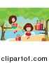 Clip Art of Two Girls Opening Presents at a Beach by Mayawizard101
