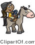 Vector Clip Art of a Happy Girl Trying to Steer a Horse - Royalty Free by Jtoons